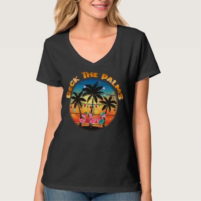 Camiseta Correspondência Do Grupo De Natal Tropical De Palm (Frente)
