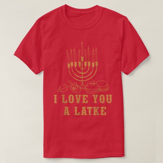 Camiseta Correspondente a Hanukkah Eu te amo no latino jude (Frente do Design)