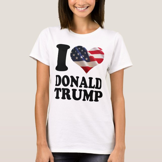 Camiseta Correto Eu coração Bandeira Americana Donald Trump (Frente)