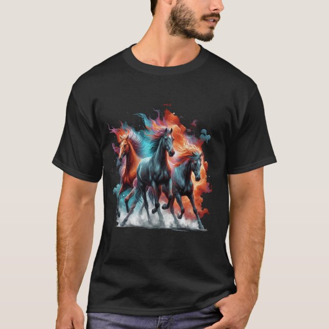 Camiseta Corrida a Incêndio Selvagem, Cavalos Galopantes, C (Frente)