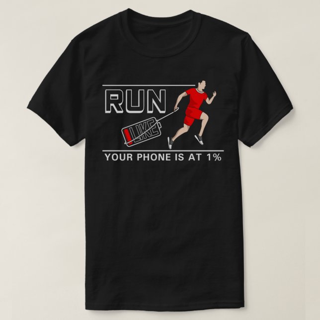 Camiseta Corrida com telefone celular (Frente do Design)