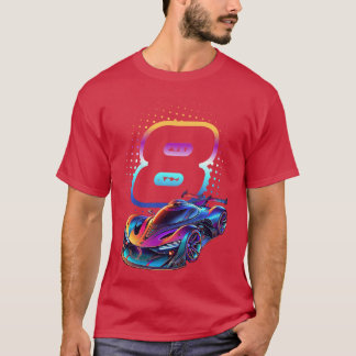 Camiseta Corrida de 8 anos, 8º aniversário Futurística Rac