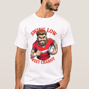 Camiseta Corrida de Baixa Potência Cartoon Rugby Charge