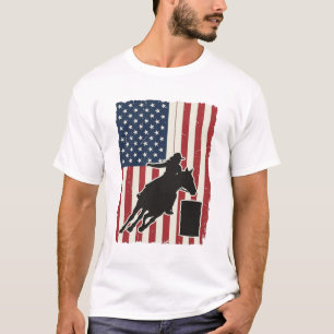 Camiseta Corrida de Barril Bandeira Americana Design Vetori
