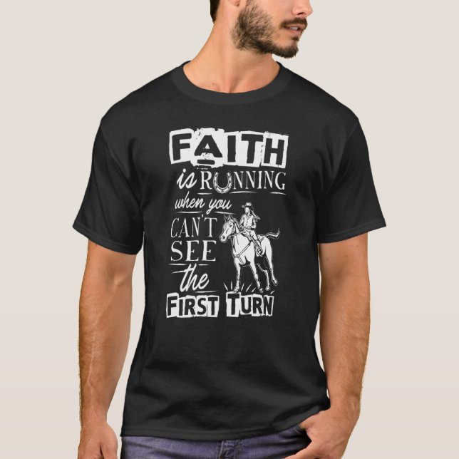 Camiseta Corrida de Barril de Cavalo Fé (Frente)
