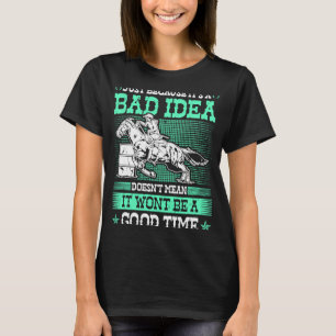 Camiseta Corrida De Barril Má Ideia Bom Tempo Rodeio Cowgir