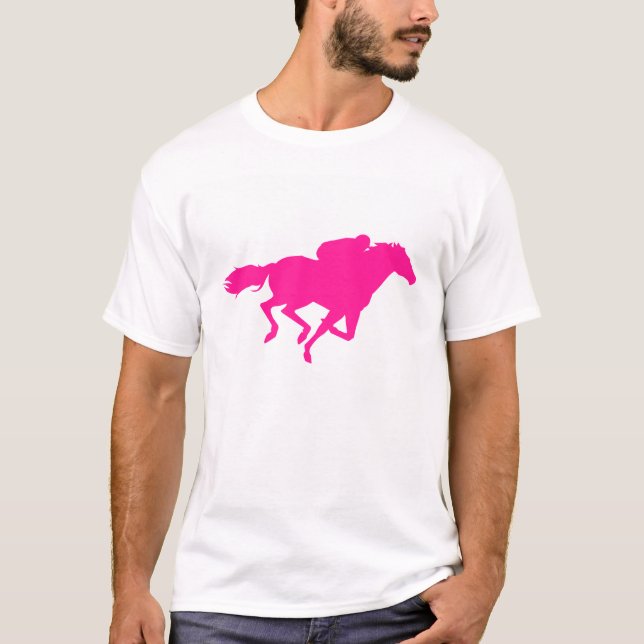 Camiseta Corrida de Cavalo Rosa Quente; Cavalo Raça (Frente)