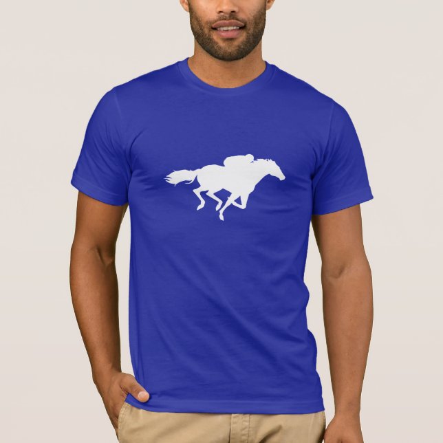 Camiseta Corrida de cavalos azul (Frente)