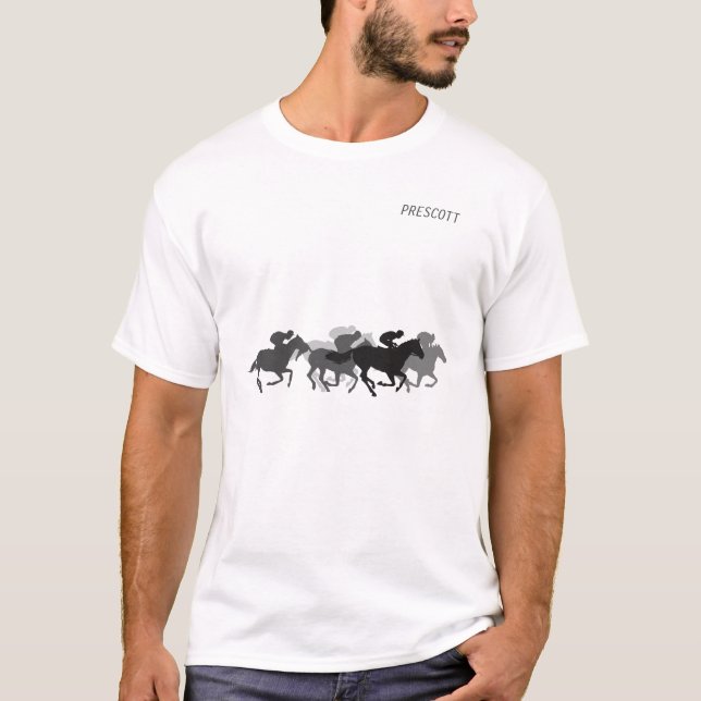 Camiseta Corrida de cavalos elegante e personalizável (Frente)