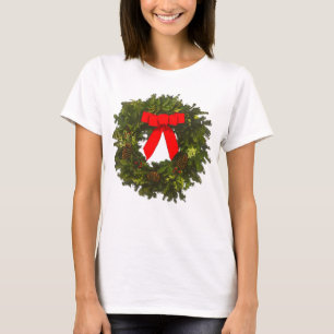 Camiseta Corrida de Natal com Pinos Cones e Arco Vermelho
