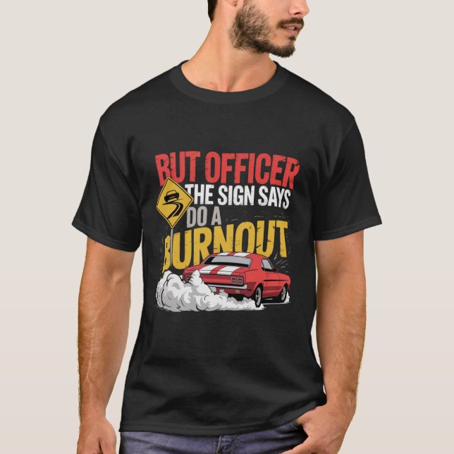 Camiseta Corrida engraçada de carro com burnout de corrida  (Frente)