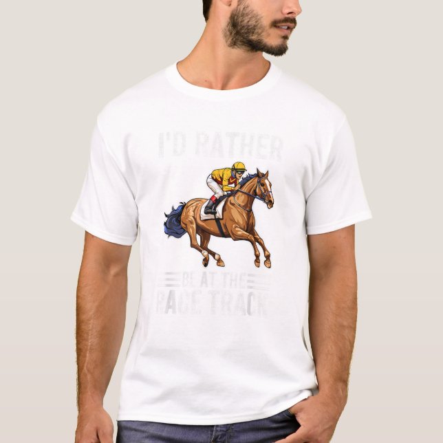 Camiseta Corrida Engraçada Raça Cavalo Corrida Para Homens  (Frente)