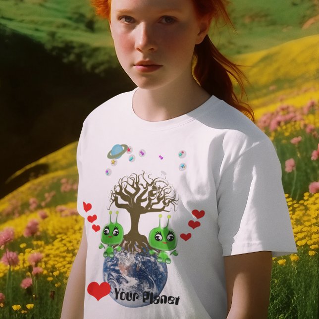 Camiseta Corrija Seu Planeta! Sinal de alienígena Gel Babie (Criador carregado)