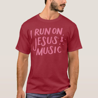 Camiseta Corro em Jesus e Música Tee Engraçado Cristão