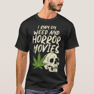 Camiseta Corro Filmes De Horror De Erva, Pedra De Halloween