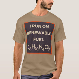 CAMISETA CORRO NA FÓRMULA QUÍMICA DE CAFEÍNA DE COMBUSTÍVEL