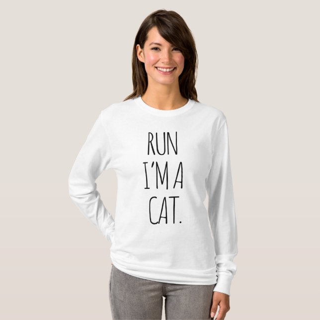 CAMISETA CORRO, SOU UM GATO (Frente Completa)