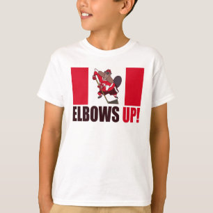 Camiseta Corta A Bandeira Do Beaver Jogando Hockey Com Cota