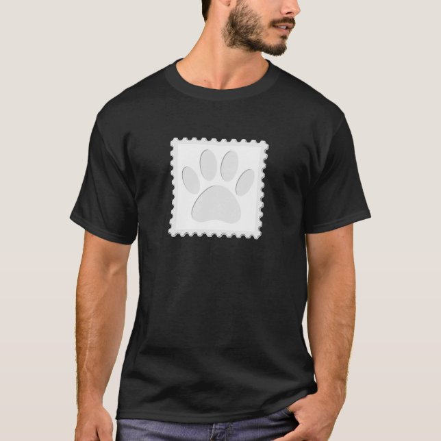 Camiseta Cortar Impressão de Pata de Cão (Frente)