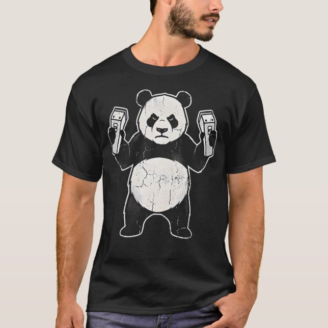 Camiseta Corte de Cabelo de Panda Engraçado (Frente)