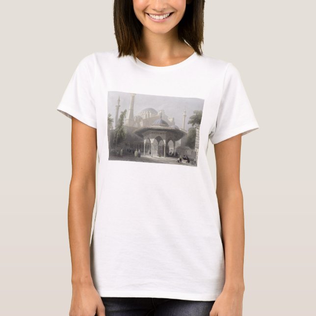 Camiseta Corte e fonte de St. Sophia, Istambul, engrav (Frente)