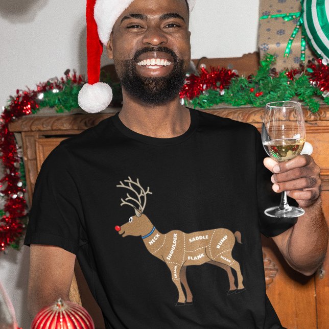 Camiseta Cortes de Carne de Rena | Natal de Carne de Caça D (Criador carregado)