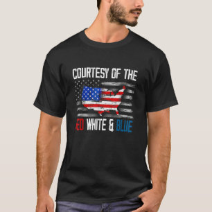 Camiseta Cortesia Da Vintagem Vermelha E Azul