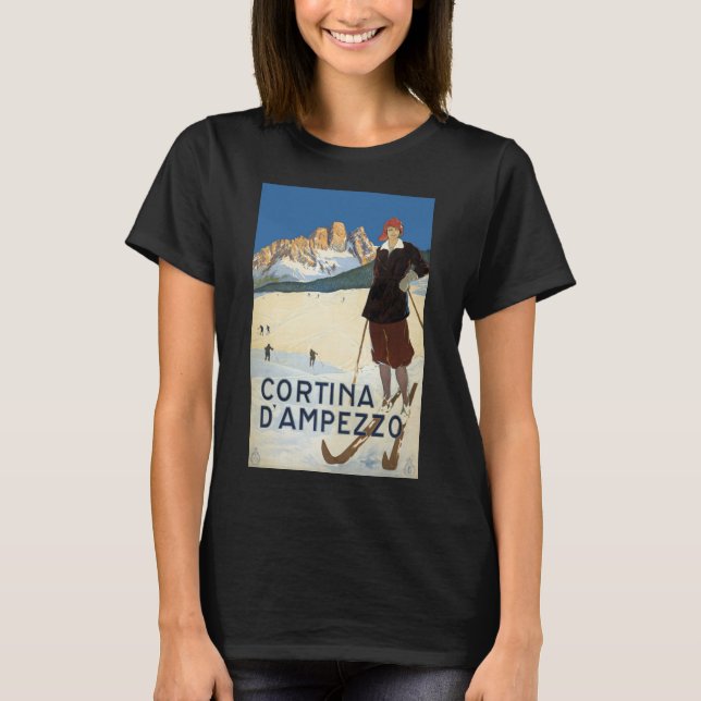 Camiseta Cortina d'Ampezzo, Itália, Esqui nas Montanhas Alp (Frente)