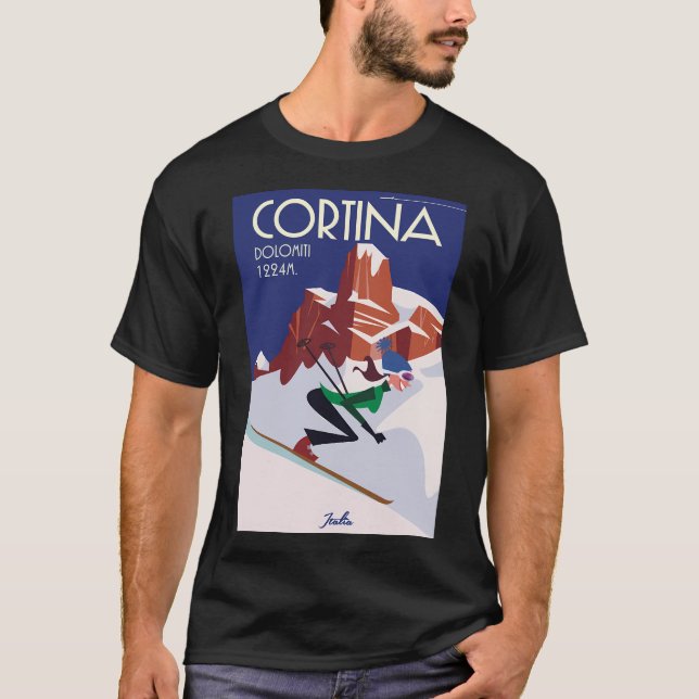 Camiseta Cortina D'Ampezzo Ski Poster (Frente)