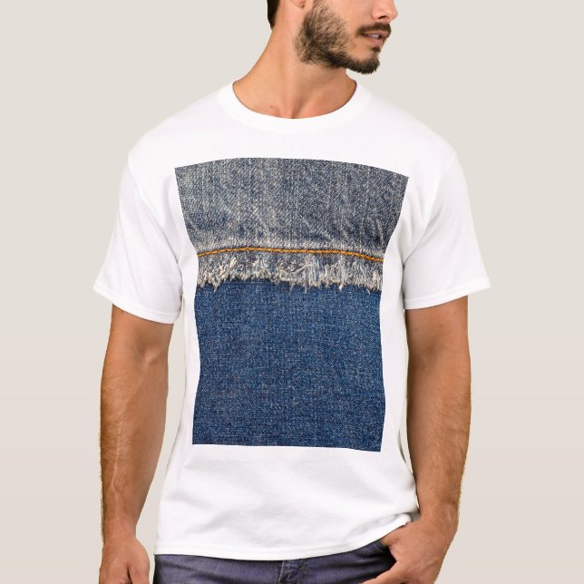 Camiseta Cortina Laranja, Patch Duplo De Denim. (Frente)