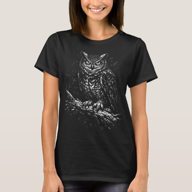 Camiseta Coruja-americana — by BurnsInHell (Frente)