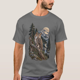 Camiseta Coruja Americana Deserto Montanhoso ao Luar