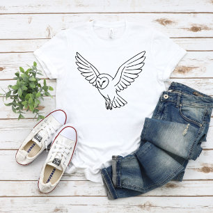 Camiseta Coruja-barnarda em Arte de Linha de Voo
