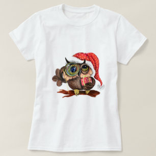 Camiseta Coruja-Bebê-Camisa de Natal com Presente