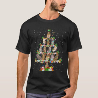 Camiseta Coruja Bird Xmas Papais noeis de Iluminação Coruja
