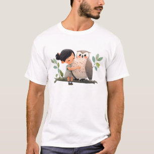 Camiseta Coruja Bonita Adorando Enjoo Abraço Crianças Crian
