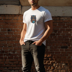 Camiseta "Coruja Bonita com Taça de Café" Design engraçado