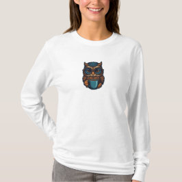 Camiseta "Coruja Bonita com Taça de Café" Design engraçado