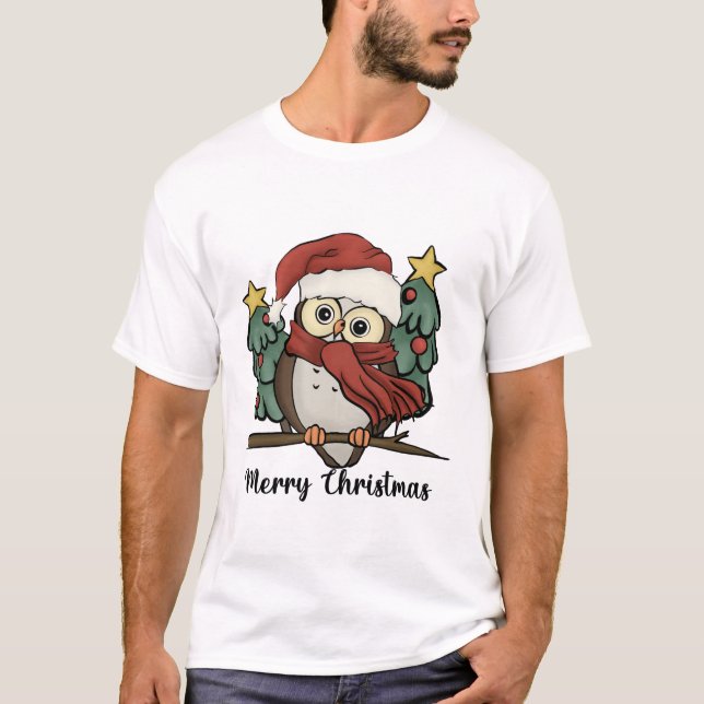Camiseta Coruja Bonita Feliz Natal (Frente)