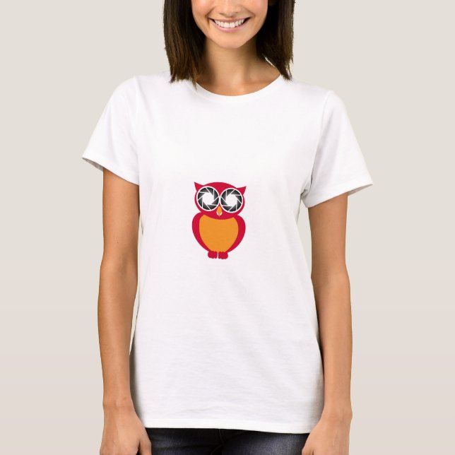Camiseta Coruja bonito com os olhos da abertura da (Frente)
