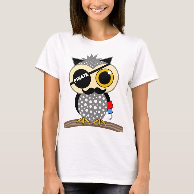 Camiseta coruja bonito do pirata (Frente)