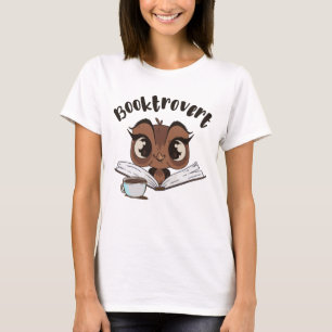 Camiseta Coruja-boquiaberta com livro e café