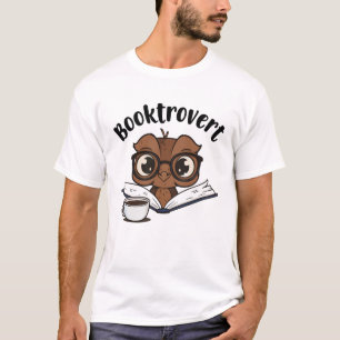 Camiseta Coruja-boquiaberta com livro e café