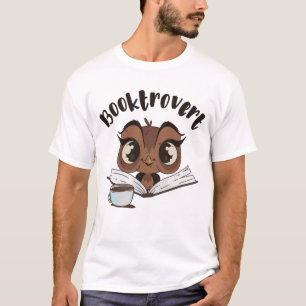 Camiseta Coruja-boquiaberta com livro e café