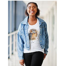 Camiseta Coruja-branca em aquarela