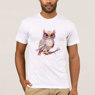 Camiseta Coruja Brincadeira Adorável Colorida Animal Geomét