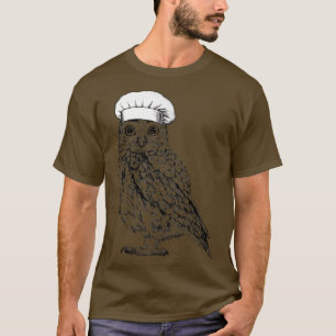 Camiseta Coruja Chef Cozinhar Engraçado CookT-Shirt