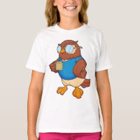 Coruja com caneca de café