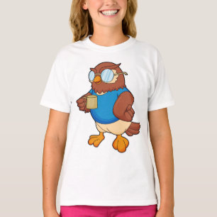 Camiseta Coruja com caneca de café