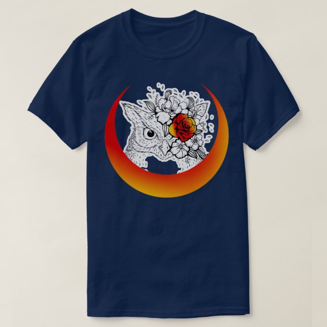 Camiseta coruja com lua crescente (Frente do Design)
